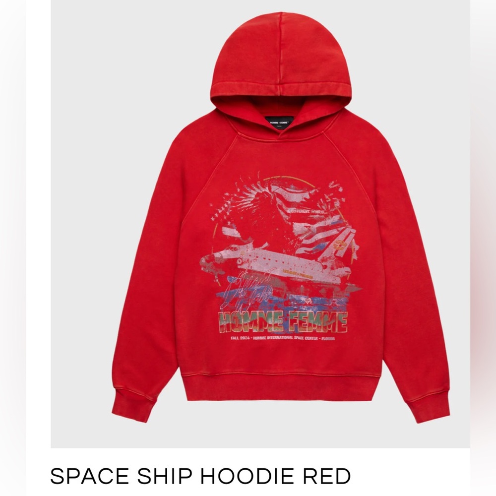 NWT: HommeFemme Space Ship Hoodie Red